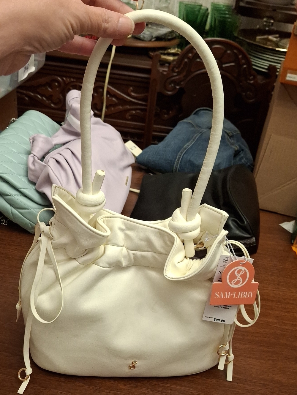 Sam & Libby Cream Purse Soft Pleather NWT